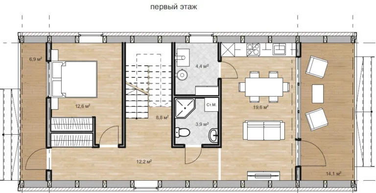 План первого этажа с экспликацией площадей